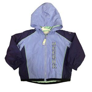 Reebok Girls 24 Months Hooded Windbreaker Jacket Purple & Light Blue Full Zip